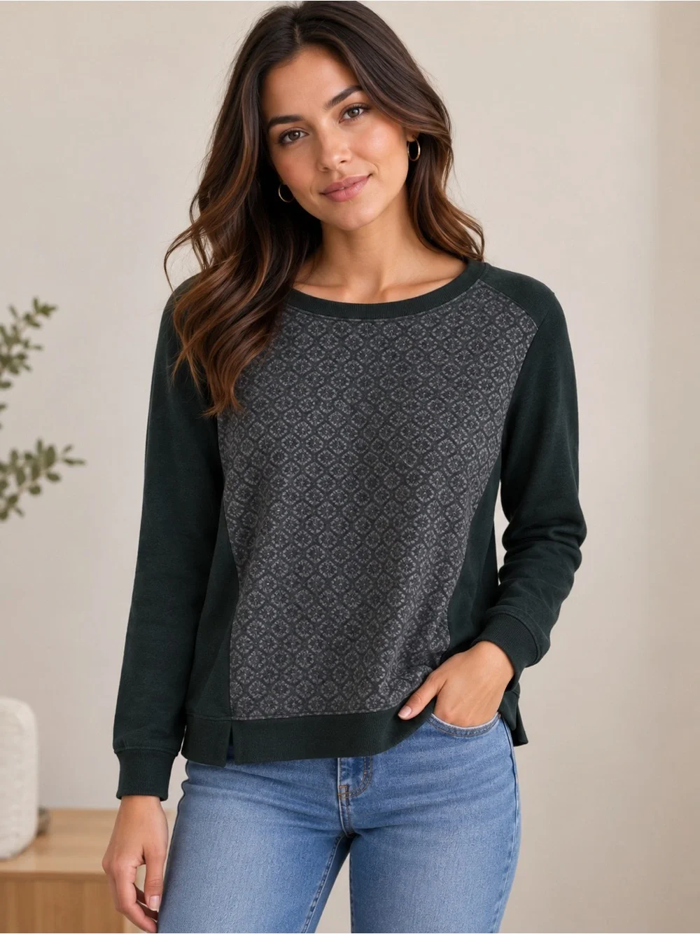 Ann Taylor LOFT Textured Pullover Sweatshirt – Women’s XS – Olive Green